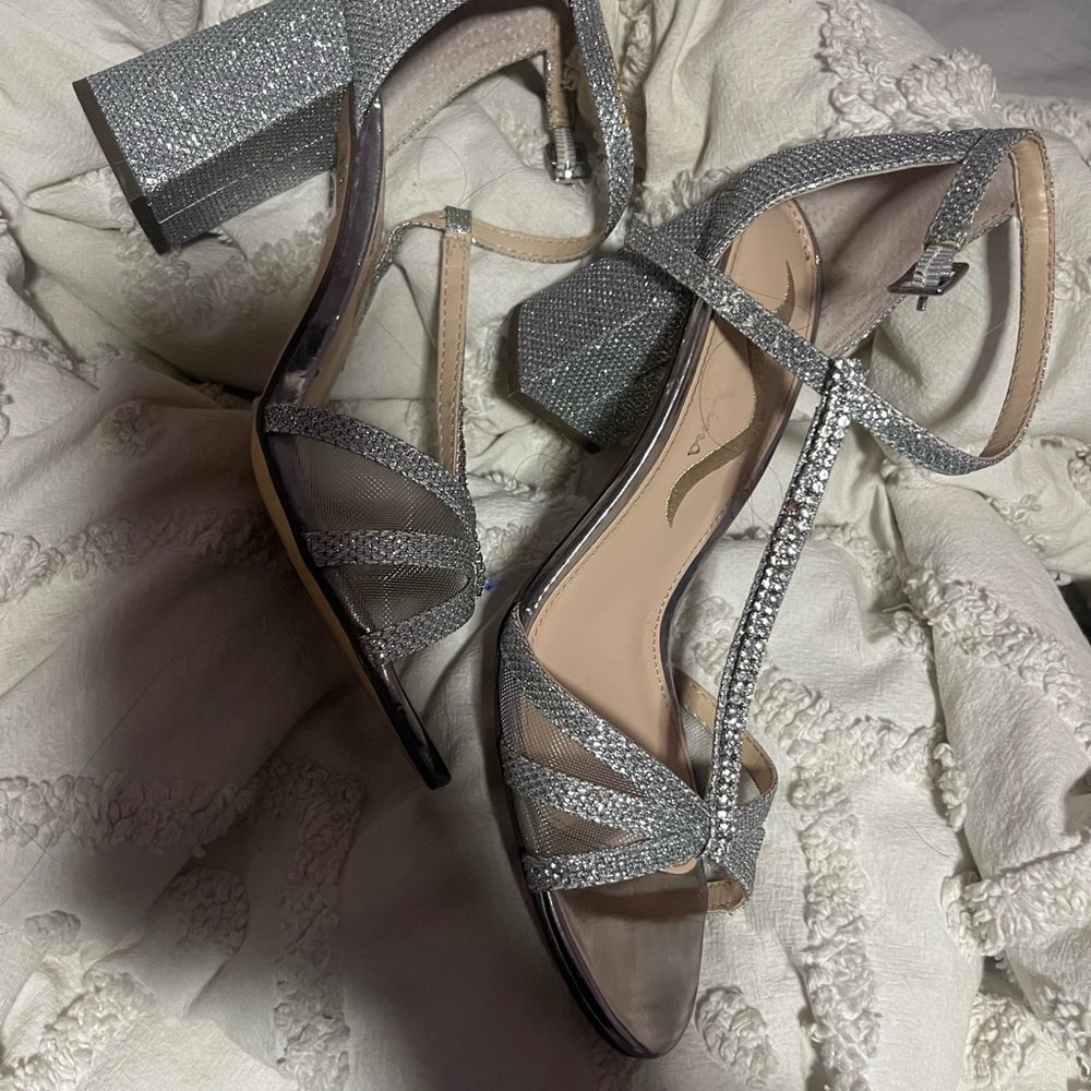 Nina Glittering Silver Block Heels